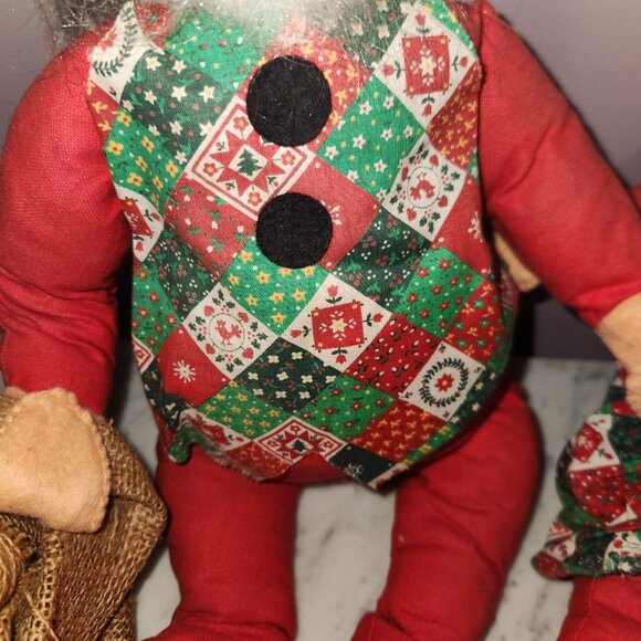 Vintage Annalee Santa & Mrs. Claus Cloth Dolls – 18” Set - Picture 4 of 11